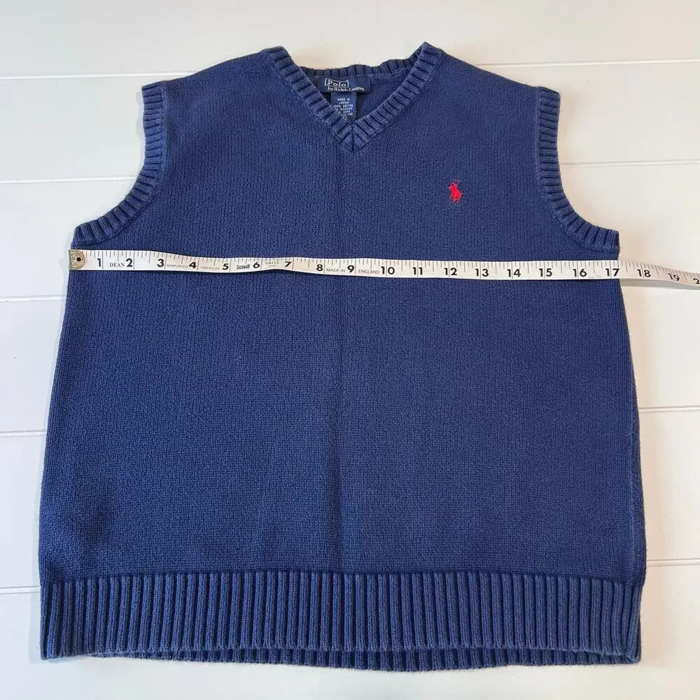 Polo Ralph Lauren Sweater Vest Kids size medium 8/10 Navy Blue